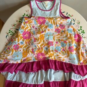 Matilda Jane Light Blue floral dress with Hot Pink Trim